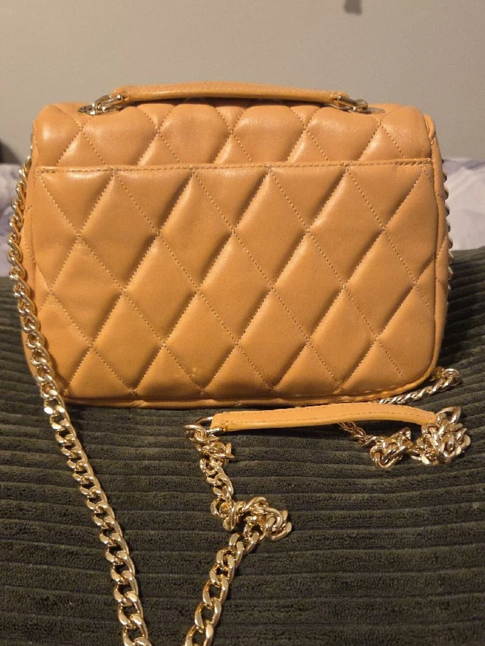 kate spade Quilted Shoulder Bag in Camel Tan with Gold Hardware